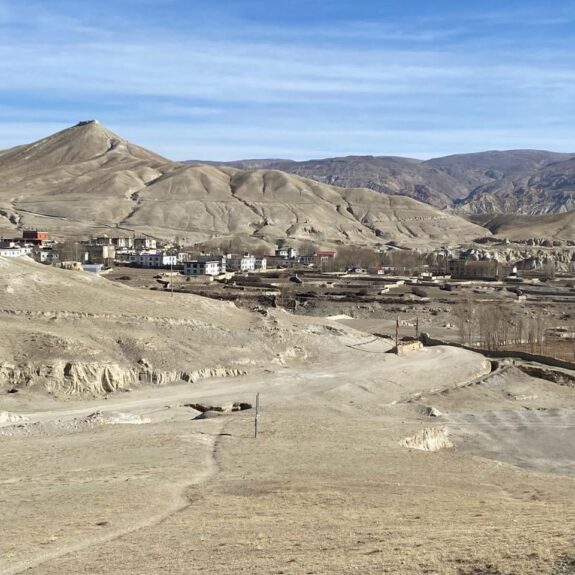 Upper Mustang trekking trails showing dry Himalayan landscape and mountain path in Nepal