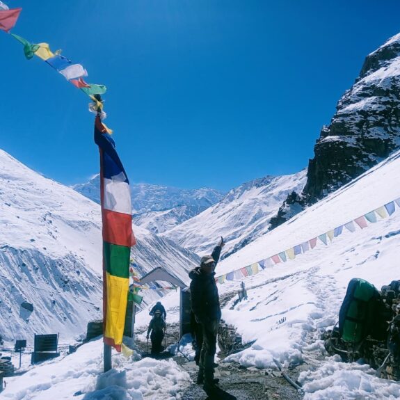 Prayer flags on the Annapurna Circuit trail