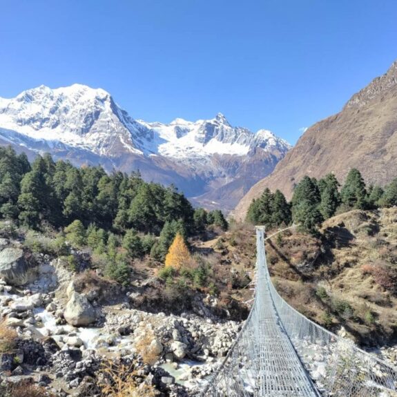 Scenic natural landscapes along the Manaslu Circuit Trek trails, Nepal – lush forests, rivers, and Himalayan mountains